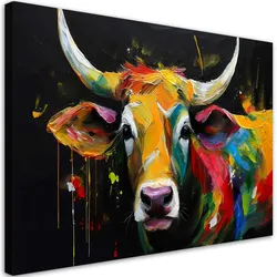 WANDBILD abstrakte bunte schottische kuh