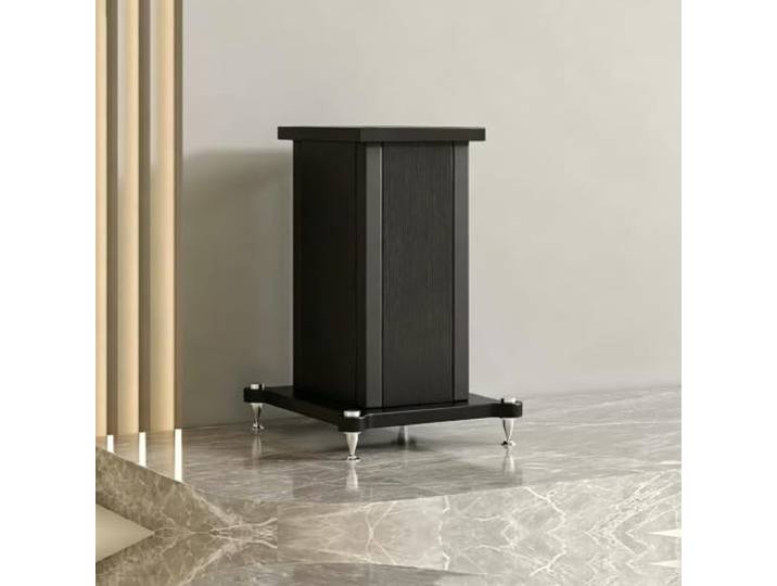Lautsprecherständer mit Holzoptik: Metall Audio-Rack für Heim HiFi & KTV Stabiler Metallrahmen, Schwingungsdämpfende Spikes, Universelle Passform, HiFi Aufbau(Black,80cm/31.5in)