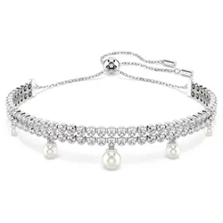 Swarovski Ariana Grande x Swarovski Armband Kristallperle, Rundschliff, Weiß, Rhodiniert