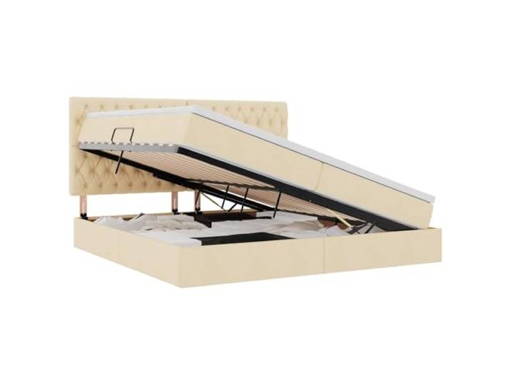 KKgypkn Hier ist der optimierte Titel gemäß Ihren Vorgaben: **Seitlich geöffnetes Stauraumbett 200x200 cm mit Matratze, Polyester Creme, hydraulisches Liftsystem, modernes Design**