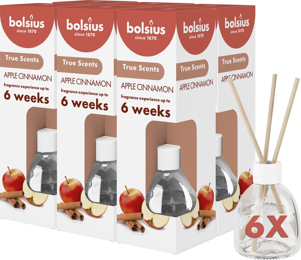 Bolsius Geurstokjes Apple Cinnamon 60ml - 6 stuks
