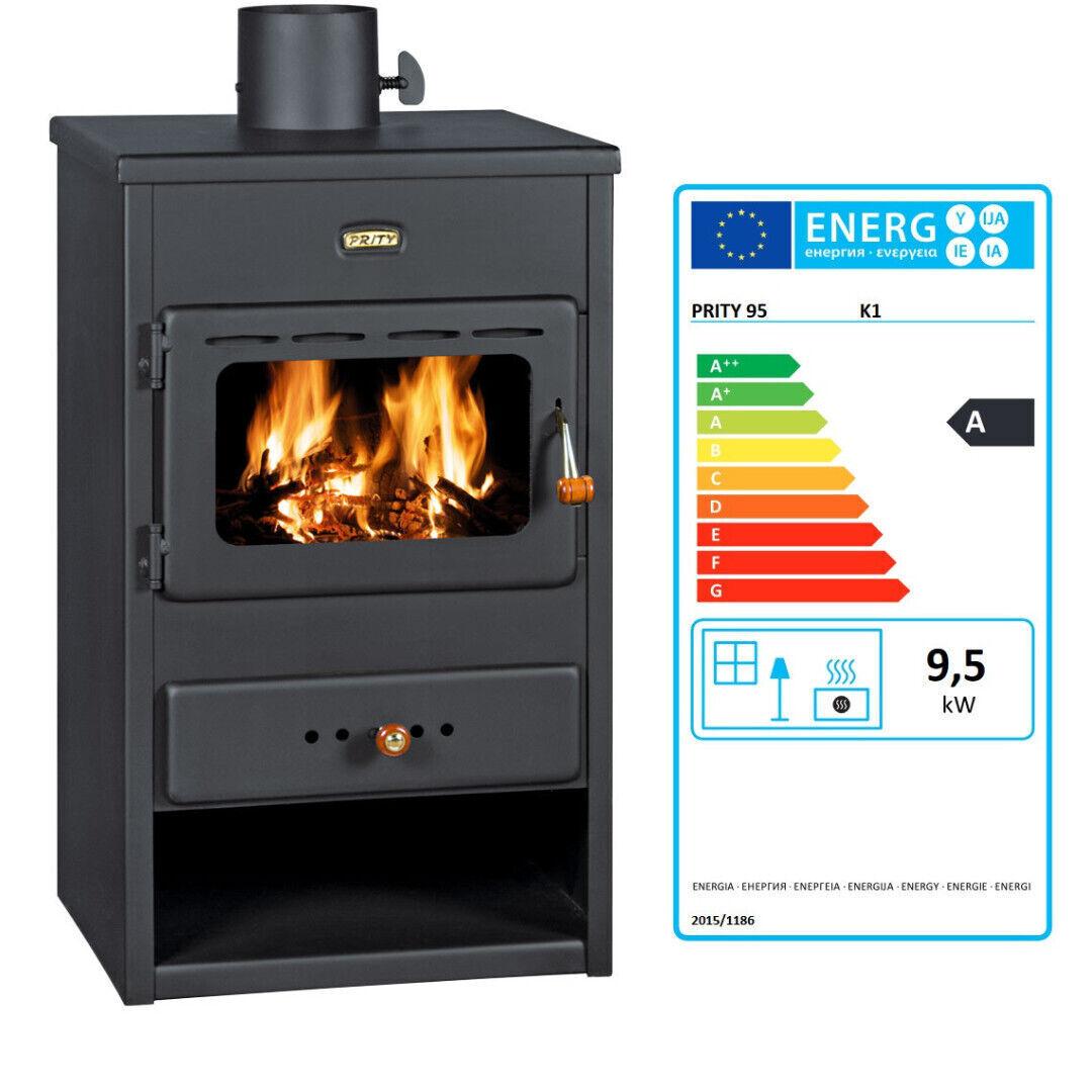Prity K1 Kaminofen 9,5 kW A | Kompakter Holzofen graphitschwarz