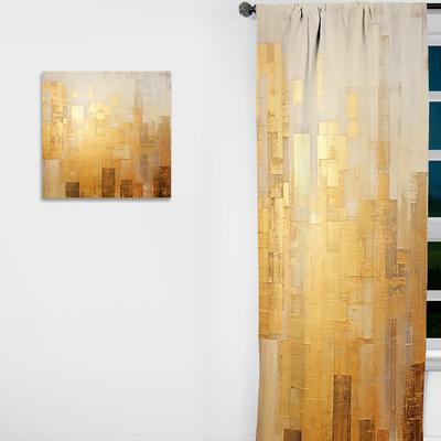 DESIGN ART "Designart ""Golden Grid Skyscraper Skyline II"" Skyscrapers Curtain - Blackout No Pattern Curtain - 1 Panel"