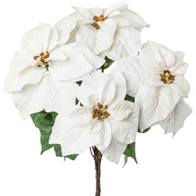Winterliche Kunstpflanze CREATIV DECO "Weihnachtsdeko", weiß, H:63cm, Kunststoff, Polyester, Kunstpflanzen, Samt-Ausführung