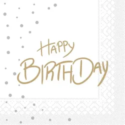 Sovie HORECA Serviette -Happy Birthday (Punkte) - aus Tissue 33 x 33 cm, 3-lagig, 100 Stück