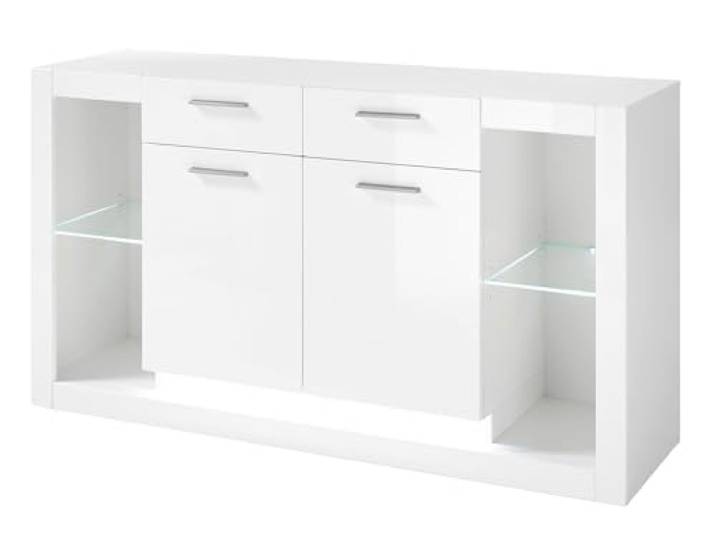 Furn.Design Sideboard in weiß Hochglanz Kommode Wohnzimmer Esszimmer Schrank Anrichte 150 x 83 cm Ladis (Kommode 1)
