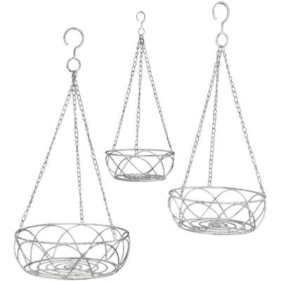 Hängekorb AMBIENTE HAUS "Eisen Hängerregal 3er Set in Weiß/Braun", braun (weiß, braun), B:30cm H:10cm T:30cm, Eisen, Aufbewahrungsboxen