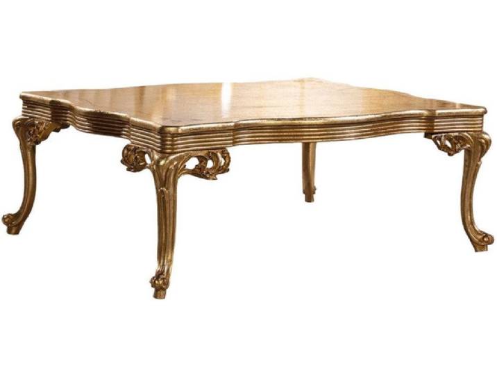 Xlmoebel Couchtisch Goldener Holztisch im Barock-Rokoko-Stil mit Verzierung (Couchtisch), Hergestellt in Europa