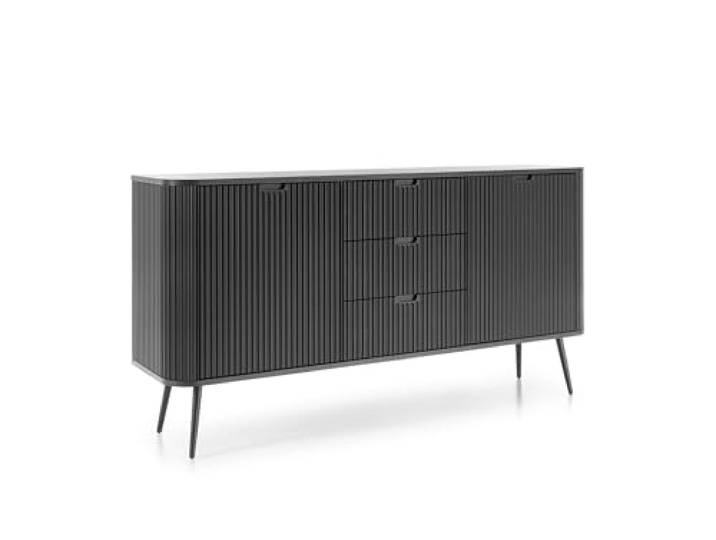 3xE living Commode 168 cm, Poten Zwart, 168 x 39 x 87 cm