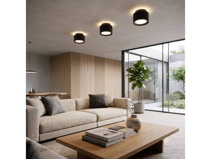 Näve LED Deckenlampe Trimes, dimmbar, schwarz, für Wohn- / Esszimmer, Kunststoff, LED Deckenleuchte