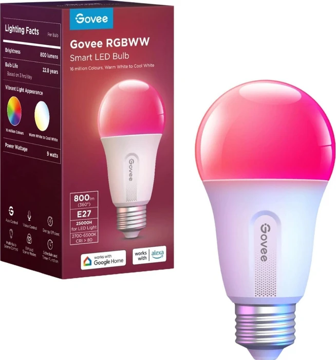 Govee Smart RGBWW 9 W-60 W, 800 lm, E27, Long Life Matter