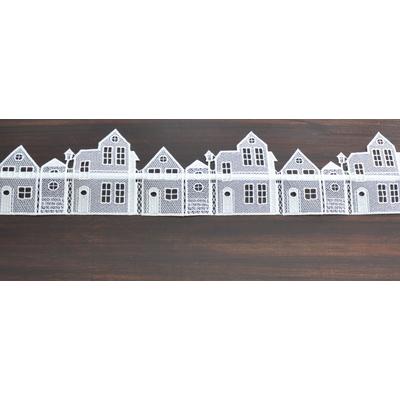 Fensterdekoration STICKEREIEN PLAUEN "Häuser" Gr. 1, weiß, B:42cm H:13cm, Polyester, Fensterbilder, Geschenkartikel, Fensterdekoration "Häuser"