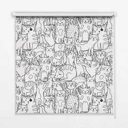 INNENROLLO - Fensterrollo - Rollo - 150x180 cm - Gezeichnete Katzen