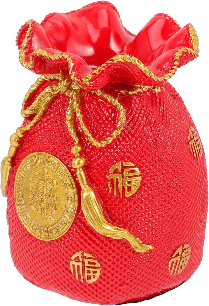 Silvester Gelukszak Figuur Decoratie Beeldje Rood Hoogte: 12,8 cm