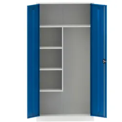 Mehrzweck-Metallschrank, 4 Regalböden, 1950 x 800 x 400 mm, blaue Tür