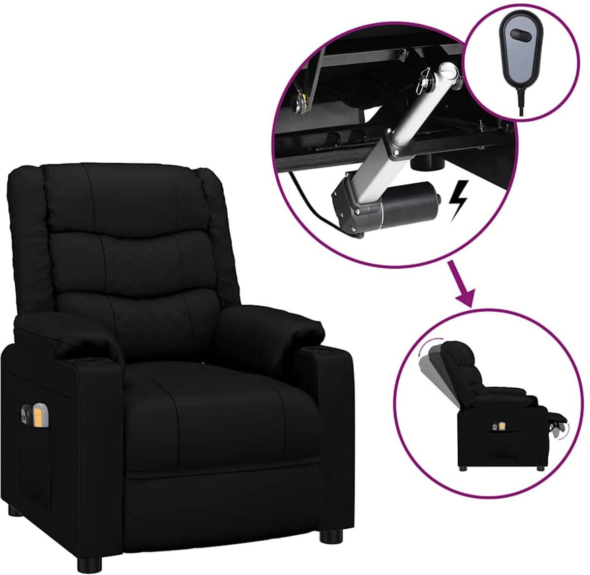 vidaXL Massagestoel - Elektrisch - Kunstleer - Zwart