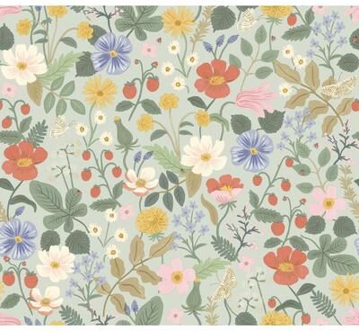 Rifle Paper Co.Strawberry Fields Green & Pink Wallpaper