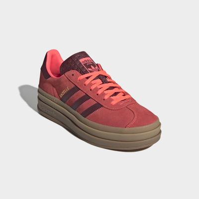 Plateausneaker ADIDAS ORIGINALS "GAZELLE BOLD", Damen, Gr. 37, solar turbo, shadow rot, gold metallic, Leder, Synthetik, Schuhe Plateausneaker