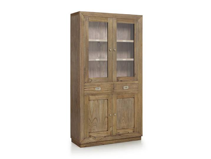 Vitrine en bois de mindi beige H 190 cm