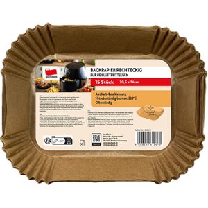 Quickpack Backpapier für Heißluftfritteusen, 20,5 x 14 cm, braun, Antihaft-Beschichtung, 15 Stück