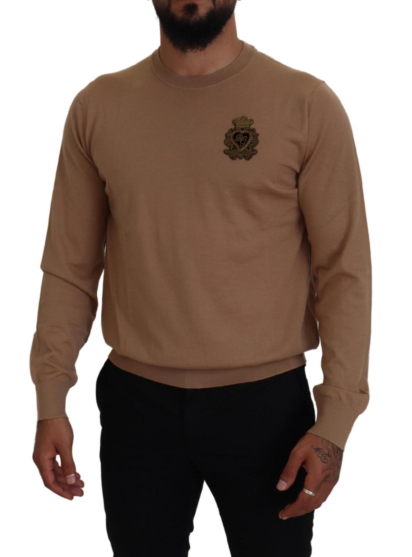 Crewneck Trui Beige Embleem