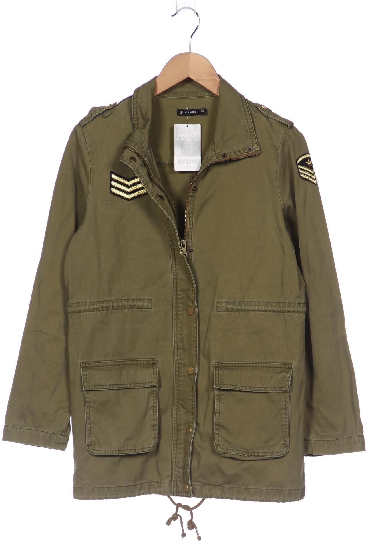 Stradivarius Damen Jacke, Grün, Gr. S, Baumwolle - Second Hand