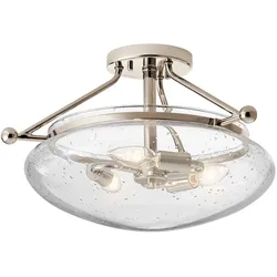 Deckenleuchte Deckenlampe Esszimmerlampe silber Stahl Glas D 26,6 cm 1-flammig