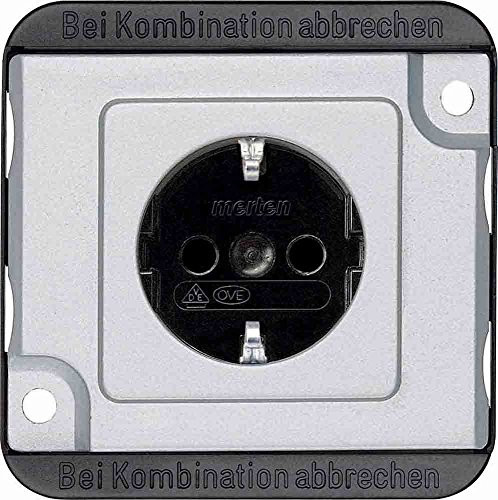 Merten MEG2300-7060 Schuko-stopcontact met verhoogde aanraakbescherming en steekklemmen, matzilver, Panzer-uitvoering