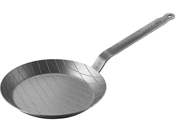 ZWILLING FORGÉ Poêle en Fer\, Fond Épais avec Structure en Losange\, pour Griller ou Saisir à Feu Vif\, Ø24cm\, Argent