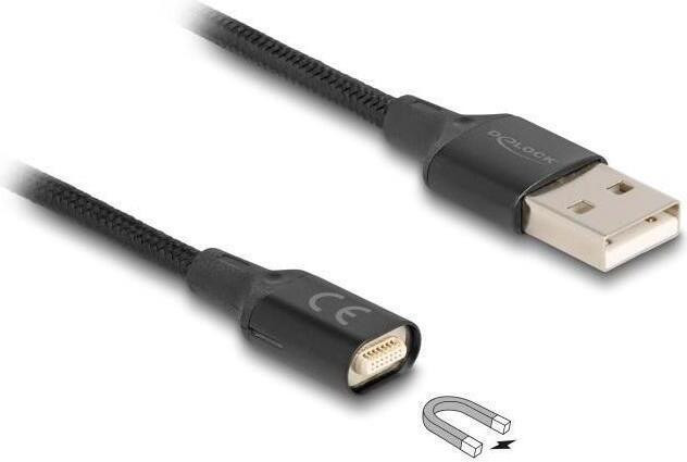 Delock magnetische USB-oplaadkabel, zwart, 1 meter