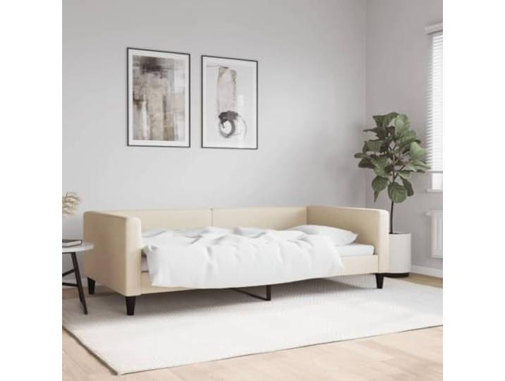 RJPLMFV Tagesbett, ausziehbar, 100 x 200 cm, Stoff Rahmen aus Metall, Holz, gepolsterte Rückenlehne, modernes Design, Wohnzimmer oder Schlafzimmer