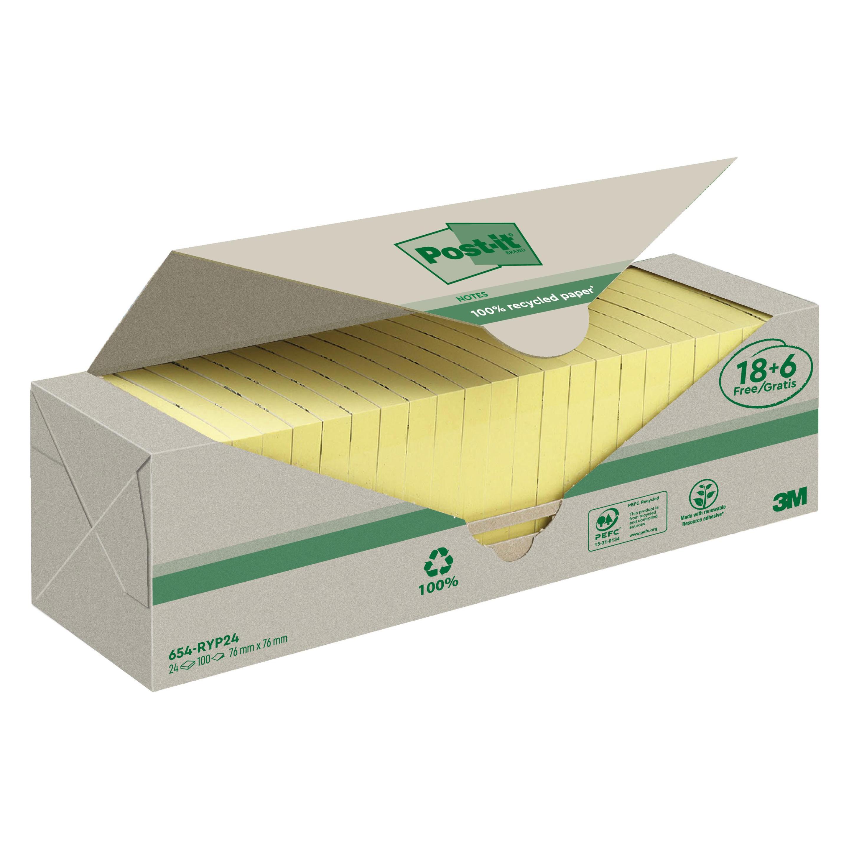 Post-it Recycling Notes (76 x 76 mm) (654RY18+6)