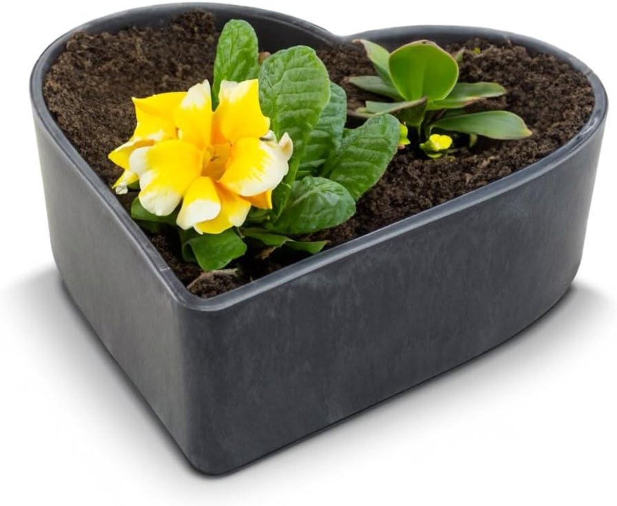 Decoratieve Hartvormige Plantenbak - Zwart Gemarmerd - 20 cm Doorsnede