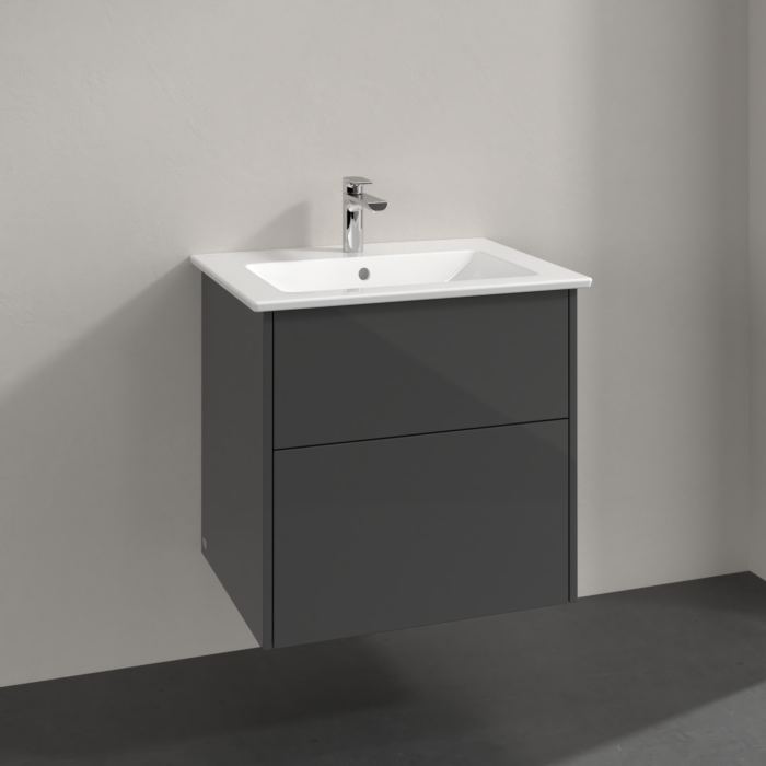 Villeroy und Boch Villeroy & Boch Finero Waschtischunterschrank S00501FPR1 inklusive Waschtisch, Glossy Grey, 2 Auszüge