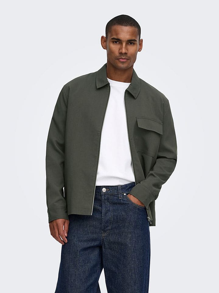 ONLY & SONS Hemdjacke in Khaki - L