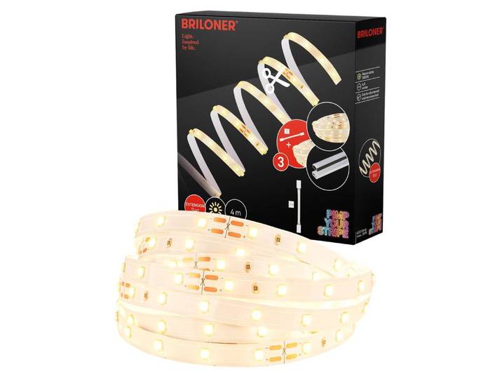 Pimp Your Stripe Kit d'extension LED Strip 4m\, blanc chaud\, peut être raccourci\, marche/arrêt