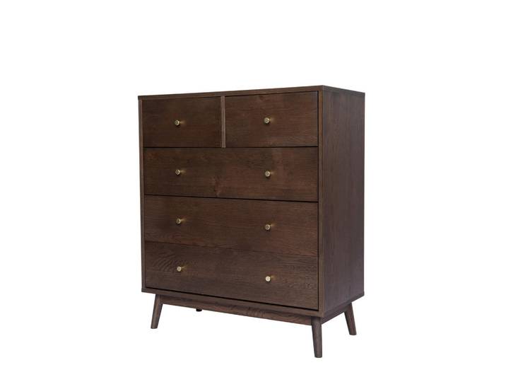 Livetastic Kommode, Walnuss, Holz, Eiche, furniert, massiv, 5 Schublade(n) Schubladen, 85x99x40 cm, Holzmöbel, Kleinmöbel Holz, Holzkommoden