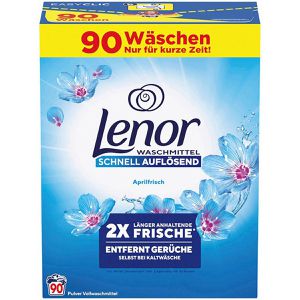 Lenor Waschmittel Aprilfrisch Vollwaschmittel, Pulver, schnell auflösend, 4,9kg, Waschladungen 90