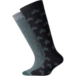 2er Pack camano Soft Baumwolle Kniestrümpfe Kinder 9999 - black 27-30