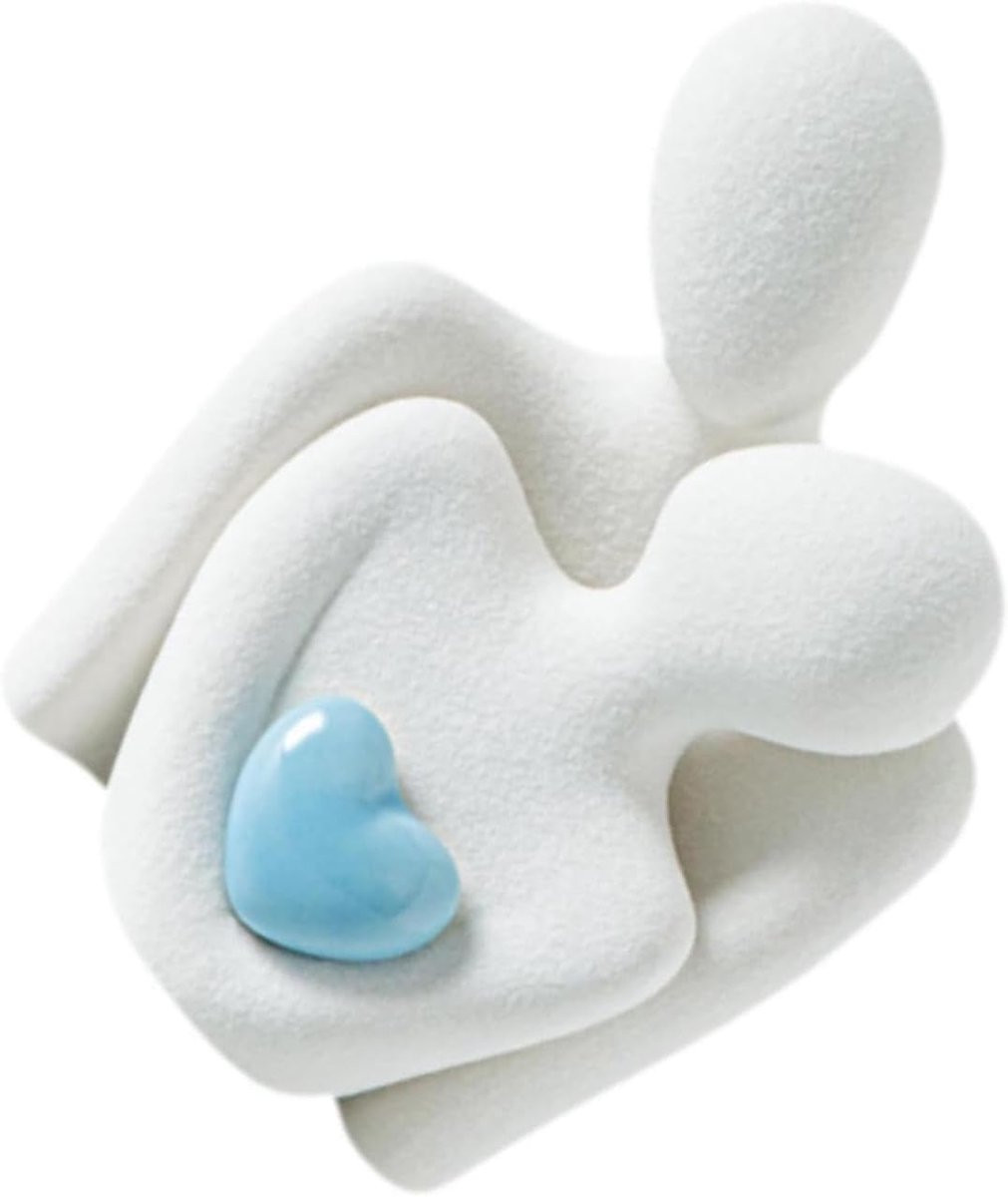 Abstract Keramiek Sculptuur Geliefden Beeldje voor Woonkamer Decoratie - Blauw Hart
