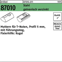 T-Nutenmutter R 87010 Führungssteg 5mm M4 Stahl galv.verz. 100 Stück