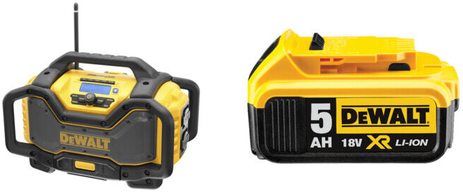 Set DeWalt Akku- und Netz-Radio DCR027-QW + Ersatz-Akku DCB184-XJ