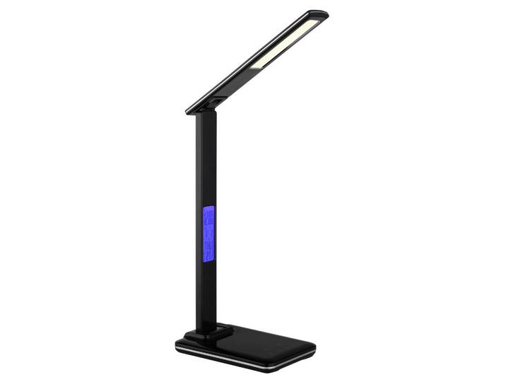 Globo Led-Tischleuchte Darnell, Schwarz, Kunststoff, 37.5 cm, CE, Alarmfunktion, Temperaturanzeige, Farben fixierbar, Touch (on/off), Timerfunktion, Uhrzeit-Anzeige, Lampen & Leuchten, Innenbeleuchtung, Tischlampen