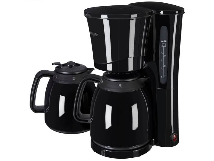 EXQUISIT Filterkaffeemaschine KA 6502 sw , schwarz, 1 l, 10, Kaffeemaschinen, inkl. 2 Thermokannen, Filterkaffeemaschine