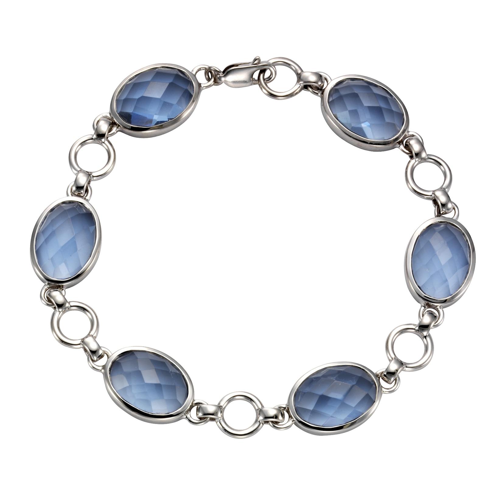 Jamelli Armband 925 Silber rhodiniert Quarz blau (beh.)
