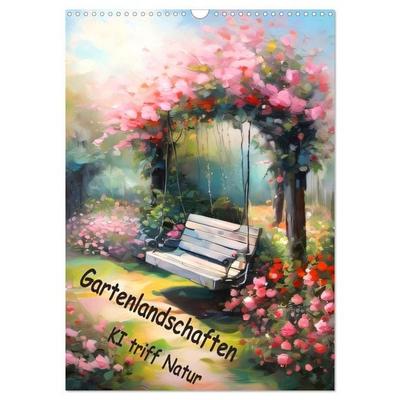 Gartenlandschaften - Ki trifft Natur (Wandkalender 2027 DIN A3 hoch), CALVENDO Monatskalender