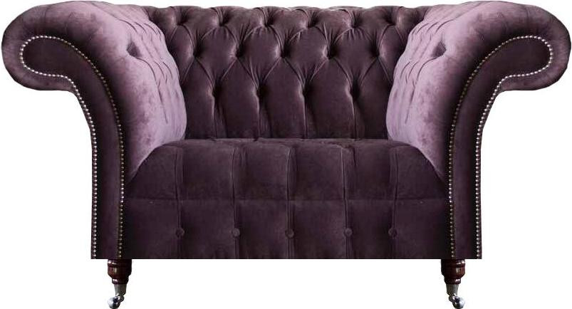 Lila Chesterfield 3-zits bank van textiel voor in de woonkamer