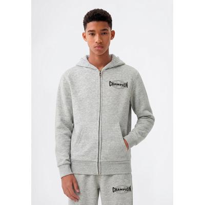 Kapuzensweatjacke CHAMPION "SPORTWEAR ZIP-UP HOODIE Standard Fit", Jungen, Gr. XXL, grau (noxm), Obermaterial: 55% Baumwolle, 45% Polyester, Sweatjacken, für Kinder und Jugendliche, mit sportlichem Charakter, Standard Fit