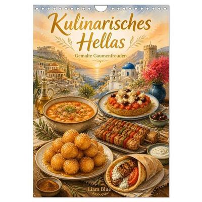 Kulinarisches Hellas - Gemalte Gaumenfreuden (Wandkalender 2027 DIN A4 hoch), CALVENDO Monatskalender