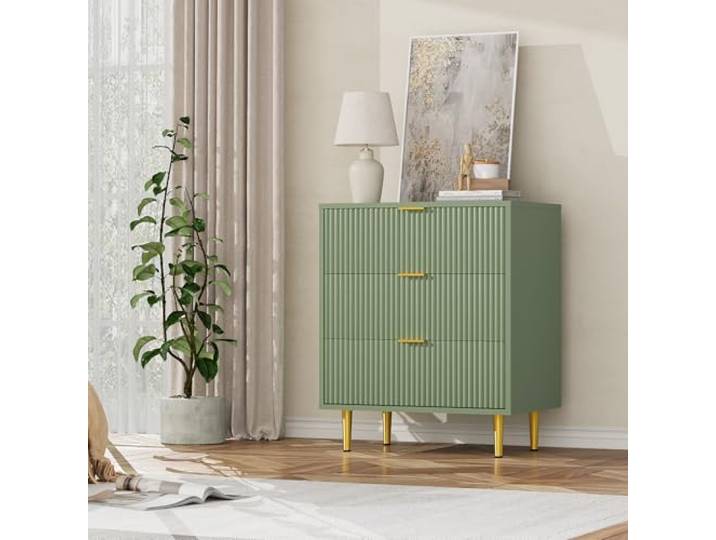 Garvee Kommode mit 3 Schubladen 60×40×75cm - Kommodenschrank Kommode Sideboard schmal Modern, Schubladenkommode Schränkchen für Wohnzimmer Schlafzimmer Kinderzimmer